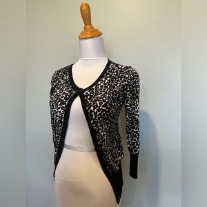 French Leopard print black and white cardigan small
